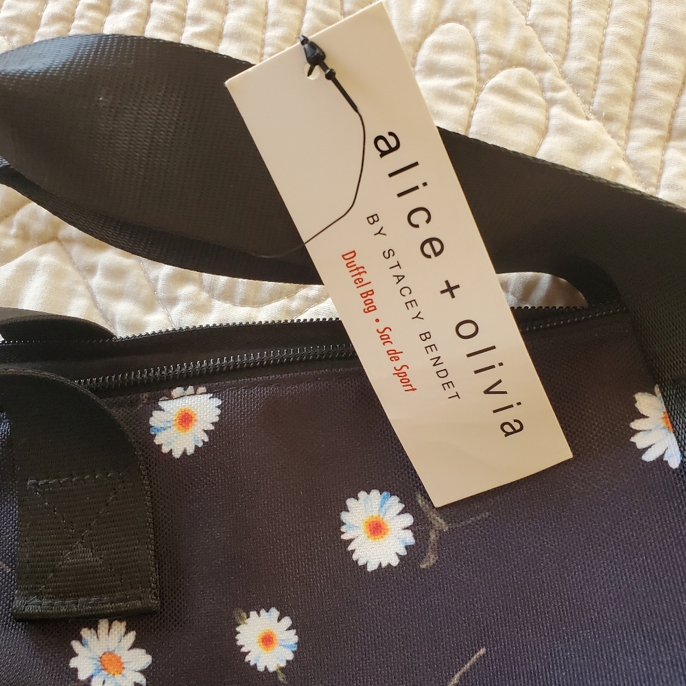 Alice + Olivia X FabFitFun Navy Blue Floral Daisy Print Weekender Duffel Bag NEW - Picture 4 of 10